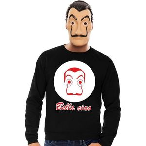 Zwarte Dali sweater XXL met La Casa de Papel masker heren