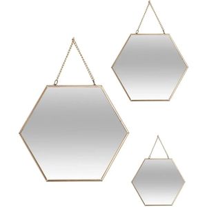Spiegel - Wandspiegel - Muurdecoratie - 3 x Gouden Spiegels