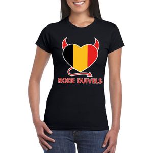 Zwart Belgie duivels hart shirt dames