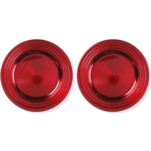 4x Diner/kerstdiner borden/onderborden rood 33 cm rond - Onderbord / kaarsenbord / onderzet bord