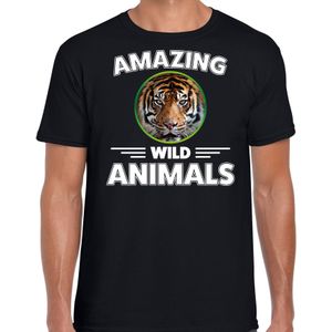 T-shirt tijgers amazing wild animals / dieren zwart voor heren