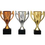 Luxe trofee/beker - brons/silver/gold - oren - metaal - 14 x 9 cm