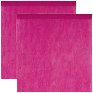 Feest tafelkleed op rol - 2x - fuchsia roze - 120 cm x 10 m - non woven polyester
