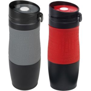 Set van 2x Thermosbekers/warmhoudbekers grijs en rood 380 ml