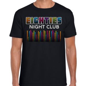 Verkleed T-shirt voor heren - eighties night club - zwart - jaren 80/80s - carnaval