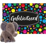 Keel toys - Cadeaukaart Gefeliciteerd met knuffeldier olifant 25 cm