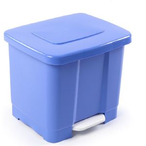 Dubbele afvalemmer/vuilnisemmer blauw 35 liter met deksel en pedaal