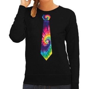 Hippie thema verkleed sweater / trui tie dye stropdas zwart voor dames