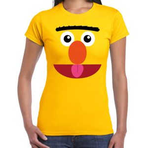 Verkleed / carnaval t-shirt geel cartoon knuffel pop voor dames - Verkleed / kostuum shirts