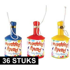 36x Party poppers champagne met gekleurde confetti