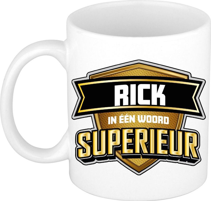 Naam mok Rick - wit - Superieur - keramiek - 300 ml - cadeau collega beker