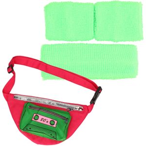 Foute 80s/90s party verkleed accessoire set - neon groen - jaren 80/90 thema feestje