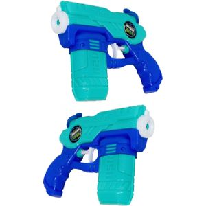 Waterpistooltje/waterpistool - 2x - blauw - 18 cm - speelgoed