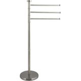 MSV Handdoeken rek badkamer - zilver - chroom metaal - 33 x 89 x 32 cm