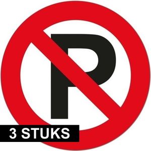 3x Stickers verboden te parkeren 14 cm