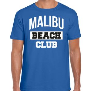 Zomer t-shirt voor heren - Malibu Beach Club - tropisch thema feest kleding - blauw