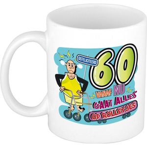 Bellatio Decorations Cadeau / Verjaardag mok 60 jaar - man - rollator- keramiek - mannen cadeautjes