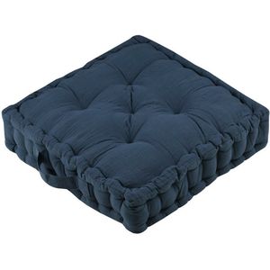 Stof Textile Vloerkussen Maxime - donkerblauw - katoen - 45 x 45 x 10 cm - vierkant - Extra dik