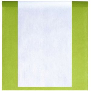 Feest tafelkleed met tafelloper - op rol - groen/wit - 10 meter