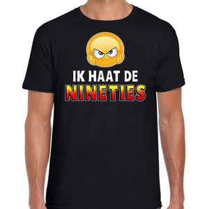 Funny emoticon t-shirt Ik haat de nineties zwart heren