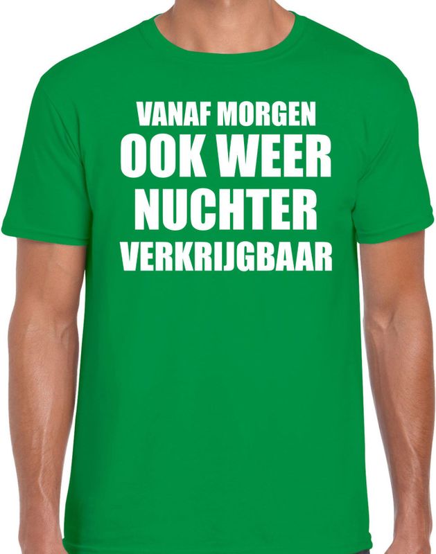 Feest t-shirt morgen nuchter verkrijgbaar groen voor heren