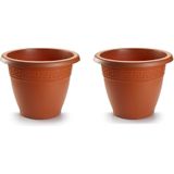 4x stuks bloempotten terra cotta rond diameter 25 cm