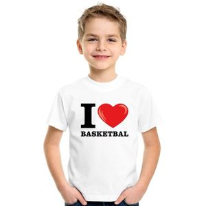 Wit I love basketbal t-shirt kinderen