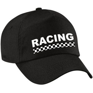 Racing / finish vlag verkleed pet zwart voor kinderen