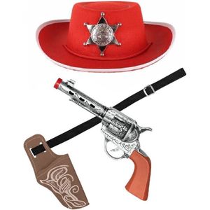 Verkleed cowboy hoed/holster met een revolver voor kinderen