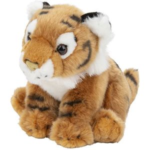 Pluche bruine tijger knuffel van 18 cm - Dieren speelgoed knuffels cadeau - Tijgers Knuffeldieren