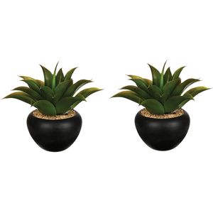 Set van 2x stuks atmosphera Aloe Vera kunstplanten in keramische pot 37 cm - Nepplanten