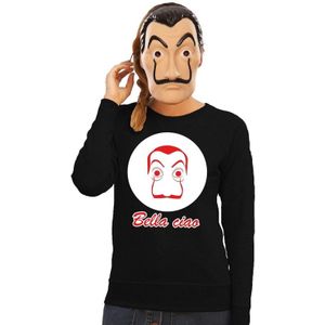 Zwarte Dali sweater XS met La Casa de Papel masker dames