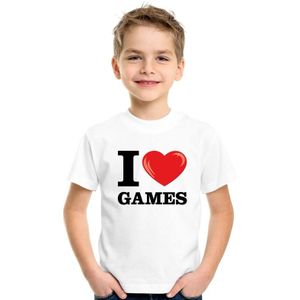 Wit I love games t-shirt kinderen