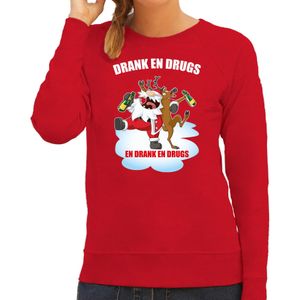 Foute Kerstsweater / outfit Drank en drugs rood voor dames