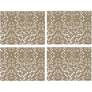 4x stuks retro stijl placemats van vinyl 40 x 30 cm beige