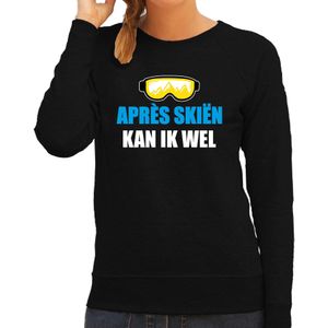 Apres ski trui Apres skieen kan ik wel zwart  dames - Wintersport sweater - Foute apres ski outfit