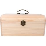 Houten koffer kistje - sluiting/deksel - 24 x 16 x 11 cm - Sieraden/spulletjes - opberg box