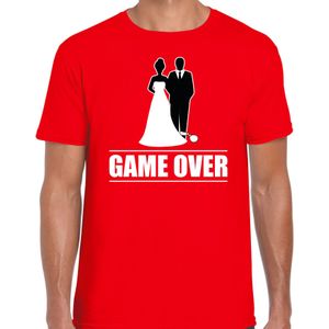 Vrijgezellen feest t-shirt voor heren - Game Over - rood - bachelor party/bruiloft