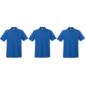 3-Pack maat 3XL grote maat blauw poloshirt premium van katoen voor heren 3XL