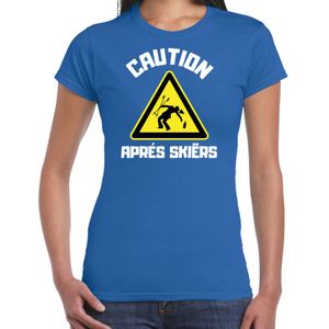 Apres ski t-shirt voor dames - apres ski waarschuwing - blauw - winter outfit