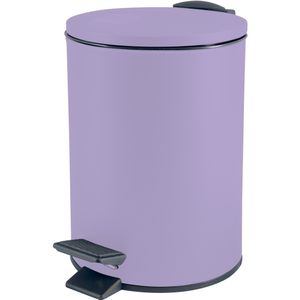 Spirella Pedaalemmer Cannes - lila paars - 3 liter - metaal - L17 x H25 cm - soft-close - toilet/badkamer