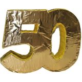 Verjaardag Pinata 50 jaar - goud - 50 x 40 cm - set met stok en masker
