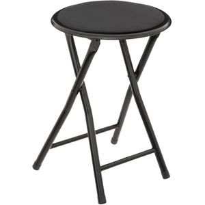 Bijzet krukje/stoel - Opvouwbaar - zwart fluweel - 29 x 45 cm
