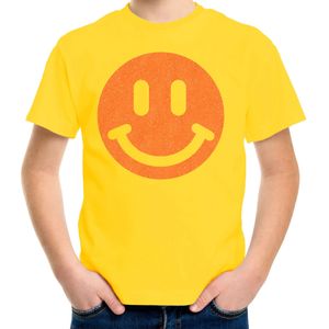 Verkleed T-shirt voor jongens - smiley - geel - carnaval - feestkleding voor kinderen