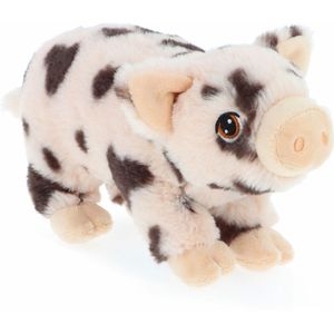 Keel Toys pluche varken/biggetje knuffeldier - roze gevlekt - lopend - 18 cm