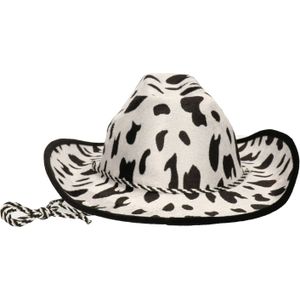 Carnaval verkleed Cowboy hoed Cows - wit/zwart - volwassenen - Koeien print