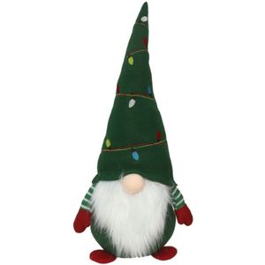 Decoratie kerstman gnome pop - 52 cm - groen - pluche - dwerg/kabouter - kerstdecoratie