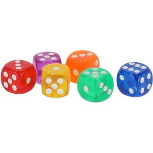 Speelgoed spellen Dobbelstenen multi kleuren 6x stuks