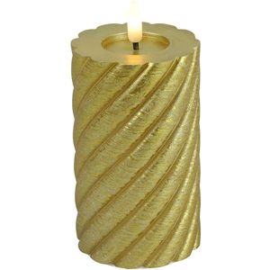 Countryfield Luxe LED kaars/stompkaars - goud - D7,5 x H12,5 cm - timer - twirly