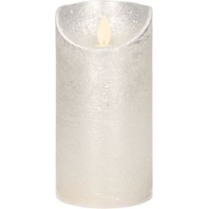 1x Zilveren LED kaarsen / stompkaarsen 15 cm - Luxe kaarsen op batterijen met bewegende vlam